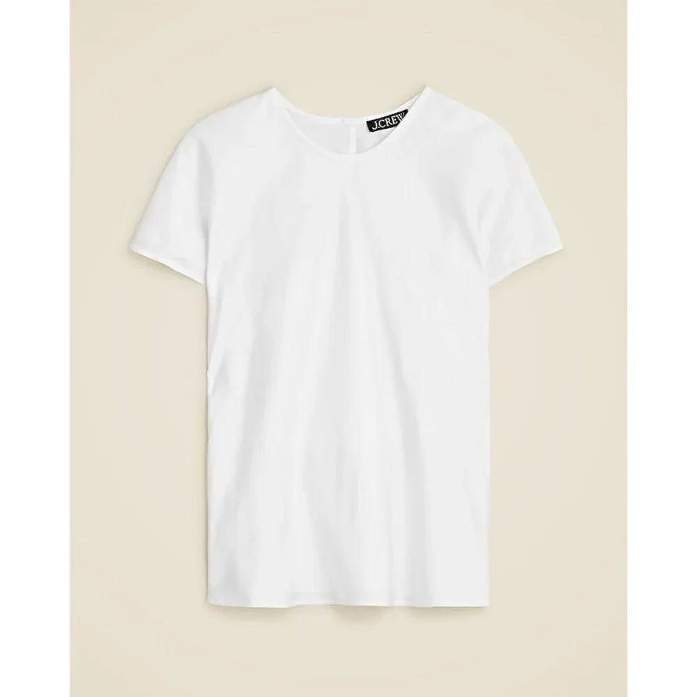 J Crew Womens Drapey T-shirt Top XS Ivory Satin Blouse Minimalist Shirt $89